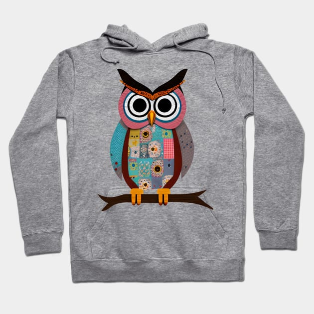 Patchwork Owl Hoodie by SavantArts